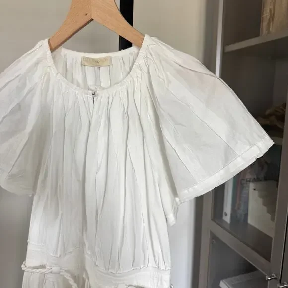 Ulla Johnson Jessa Dress NEW White Poplin Short Sleeve Belted Mini Size 6